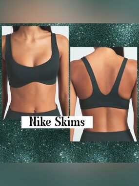 Nike Skims Matte Shaped Bottom Scoop Bra Dark Teal